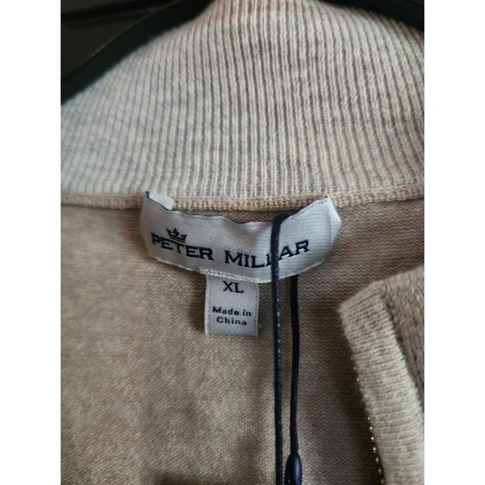 Peter Millar Crown Soft 1/4 Zip Sweater Men's XL Beige Silk Cashmere Blend NWT